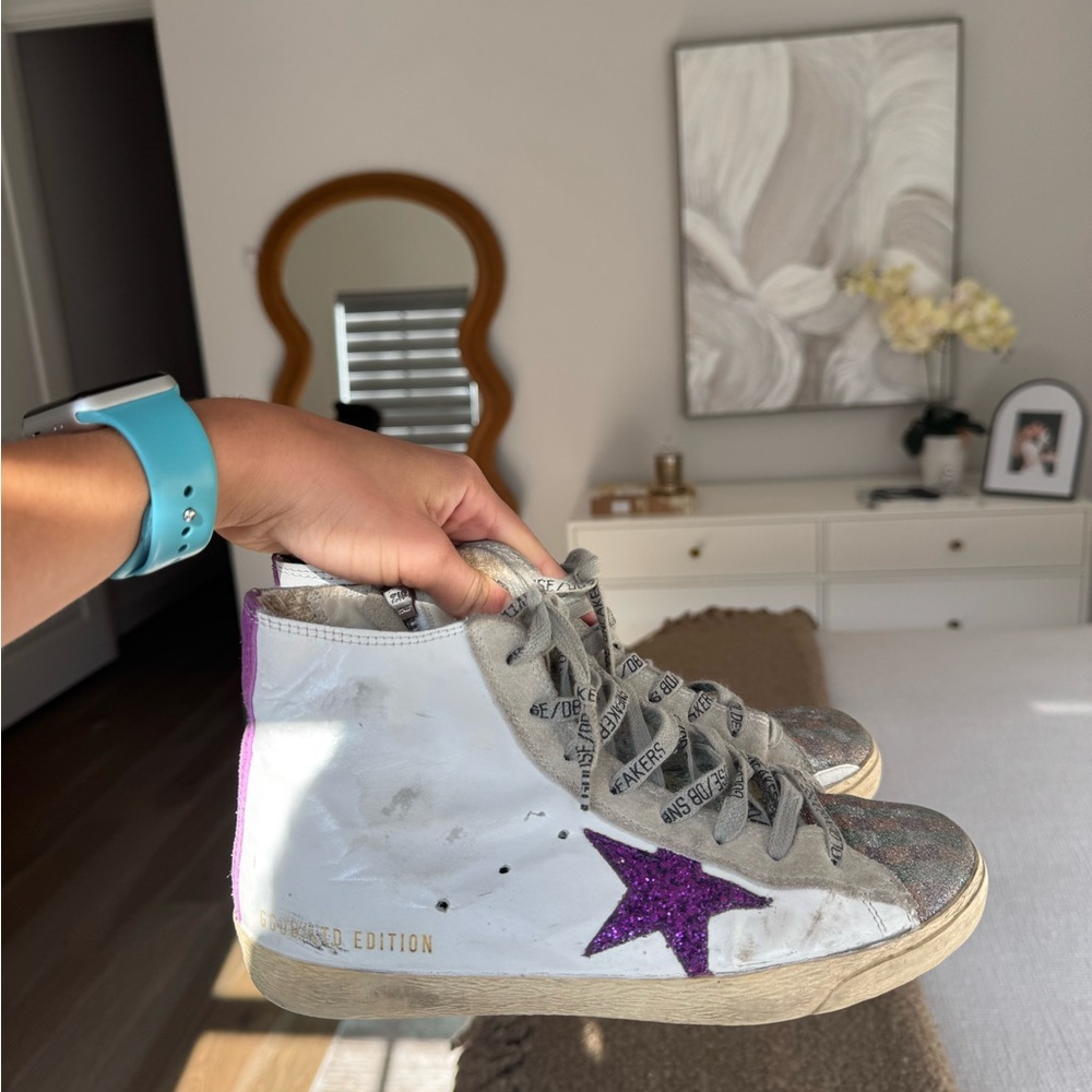 Golden Goose Francy LIMITED EDITION Women Sneakers with Purple Glitter Star - Picture 1 of 4